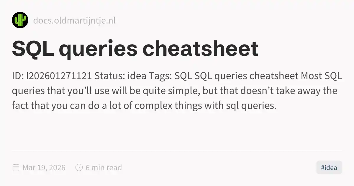 SQL queries cheatsheet